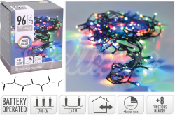 Vianočné osvetlenie reťaz 96 LED Multicolor